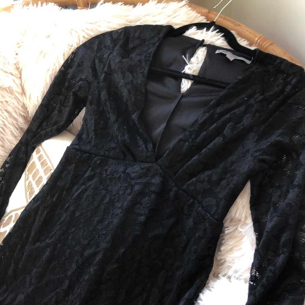 Black lace long sleeve dress